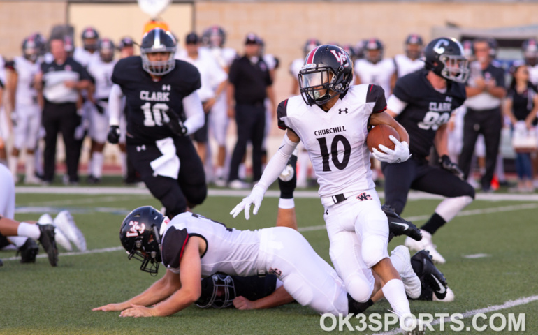 #ok3sports, 2019, Churchill, Churchill Chargers, Churchill Chargers football, Churchill football, Clark, Clark Cougars football, Clark football, Ferris Stadium, Football, Football Pictures, Gucci Bowl, High School, High School Football, OK3Sports, Patrick Forister, San Antonio, SnapPics, Sports, high school football pictures