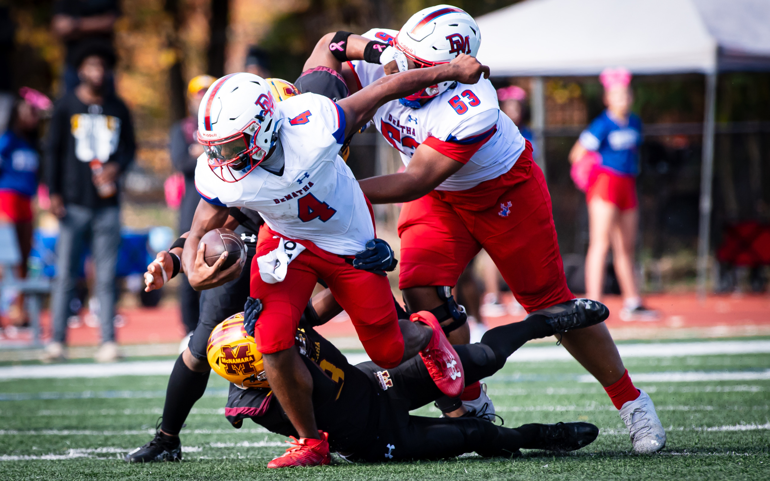 FOOTBALL: DeMatha 33, Bishop McNamara 0: Staggs shut out Mustangs