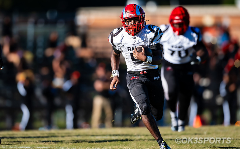Daniel Duncan powers into the end zone for his third score of the night – OK3Sports