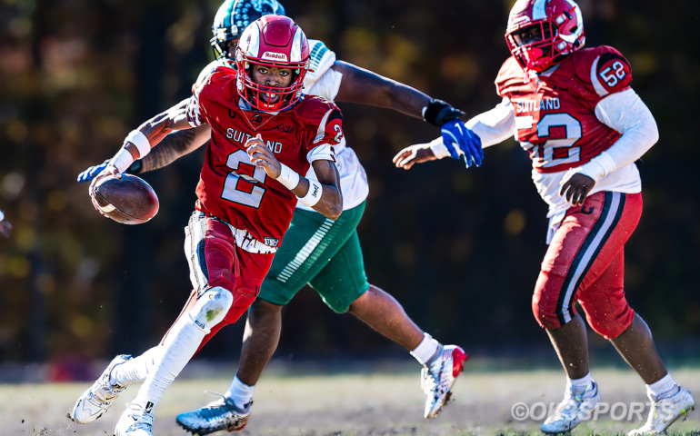 Suitland quarterback Anthony Boyd Jr scans the field looking for an open receiver.