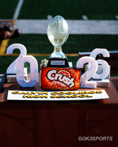 Coolidge Colts football players celebrate after a 9–0 shutout win over the Roosevelt Rough Riders. The Colts’ defense controlled the game with strong tackles and energy on the sideline, while the offense sealed the win with a single touchdown and field goal under the lights.