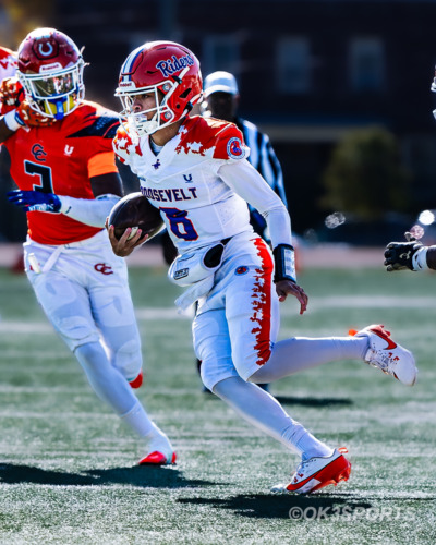 Coolidge Colts football players celebrate after a 9–0 shutout win over the Roosevelt Rough Riders. The Colts’ defense controlled the game with strong tackles and energy on the sideline, while the offense sealed the win with a single touchdown and field goal under the lights.