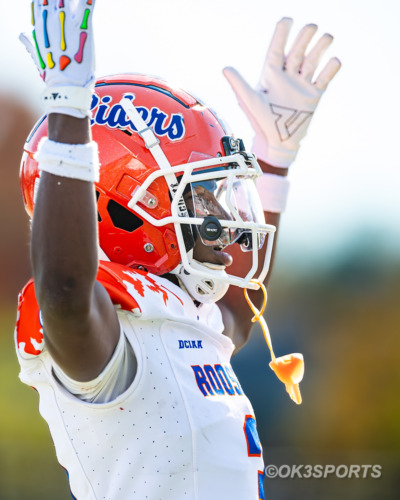 Coolidge Colts football players celebrate after a 9–0 shutout win over the Roosevelt Rough Riders. The Colts’ defense controlled the game with strong tackles and energy on the sideline, while the offense sealed the win with a single touchdown and field goal under the lights.