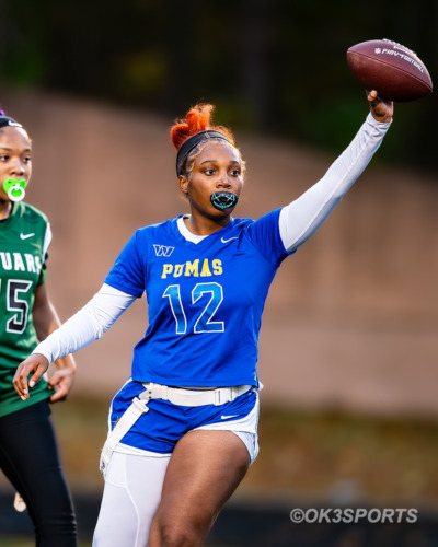 Wise Lady Pumas, Flowers Lady Jaguars, Natalie Kelley, Kennedy Wyatt, Armani Tuesday, Nick Ferguson, PG County Flag Football, High School Flag Football, OK3Sports, Olen Kelley III, Upper Marlboro, Maryland, Parkdale Lady Eagles, 2025 PG County Playoffs
