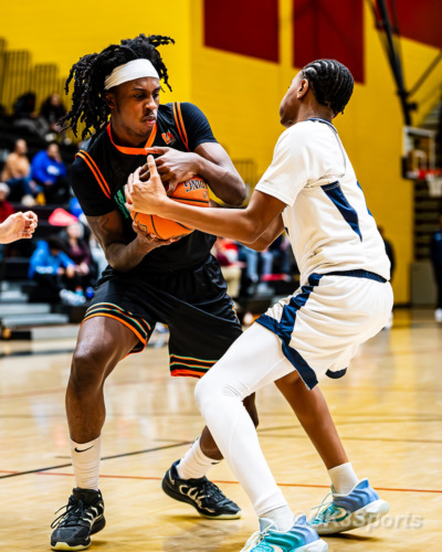 Westlake Wolverines varsity basketball players compete against Springbrook during a 43–42 home win in Waldorf Maryland. Photo by Olen Kelley III OK3Sports.